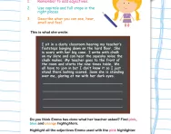 Describing a story setting worksheet