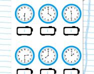 Digital and analogue time: hours and half hours worksheet