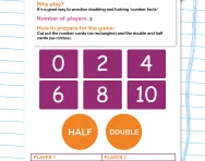 Double or half number card game worksheet