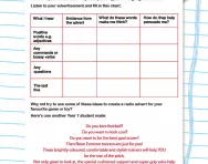Features in a spoken advert worksheet