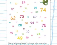 Finding multiples of 10 worksheet