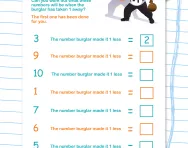 Finding one less worksheet
