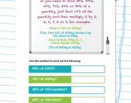 Finding percentages of quantities: multiples of 10 worksheet