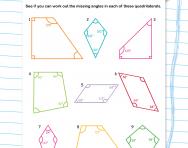 Finding unknown angles in quadrilaterals worksheet