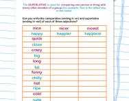 Forming comparatives and superlatives by adding -er and -est worksheet