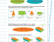 Formulas for calculating area and volume of shapes worksheet