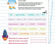 Full stops and capitals: a space story worksheet