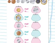 Halving amounts worksheet