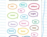Homophones mix and match worksheet