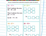 Horizontal subtraction practice worksheet