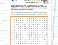 Irregular plural nouns wordsearch