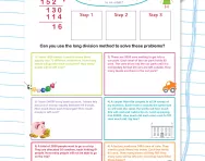 Long division with remainders practice worksheet