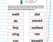 Match present and past tense worksheet