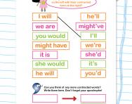 Match the contracted words worksheet