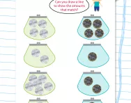 Matching money (50p and £1) worksheet