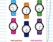 Matching the time half past worksheet