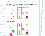Maths magic square for Year 2