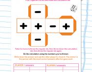Mental addition and subtraction game worksheet