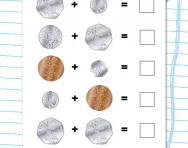 Money addition: 2p, 5p, 10p, 20p, 50p worksheet