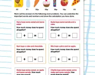 Money word problems: Addition worksheet