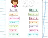 Multiplication and division calculations matching worksheet