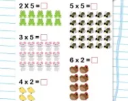 Multiplication problems (2x, 5x) worksheet