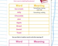 Writing a glossary worksheet