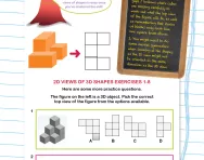 Non-verbal reasoning worksheet: 2D views of 3D shapes