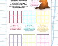 Non-verbal reasoning worksheet: Complete the matrix by finding the overall pattern