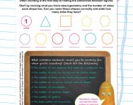 Non-verbal reasoning worksheet: Counting sides, symbols and more
