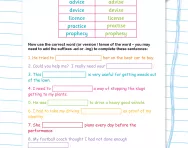Noun and verb homophones worksheet
