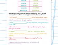 Noun and verb homophones worksheet