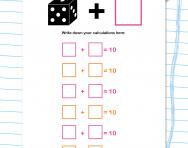 Number bonds dice game