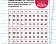 Using a number square to identify odd and even numbers