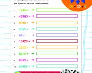 Partitioning numbers up to five digits worksheet
