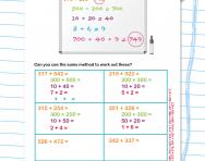 Partitioning to add three-digit numbers worksheet