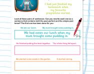 Past perfect: writing your own sentences worksheet