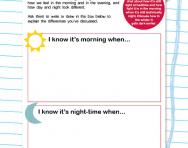 Physical processes: morning and night worksheet