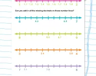 Positioning decimals on a number line: tenths worksheet
