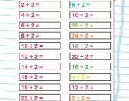 Practise 2 times table division facts worksheet