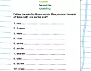 Practise the -ing rule worksheet