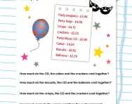 Practising money calculations worksheet