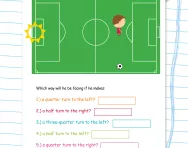 Quarter, half and three-quarter turns football worksheet