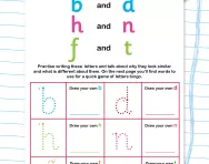 Reading and writing b and d, h and n, f and t worksheet