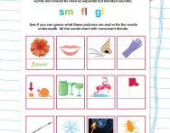 Reading and writing consonant blends: sm fl gl worksheet