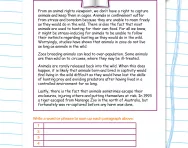 Reading comprehension: An argument against zoos