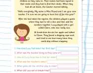 Year 1 reading comprehension: Lucy’s first day