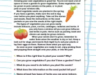 Reading comprehension practice: Growing vegetables worksheet