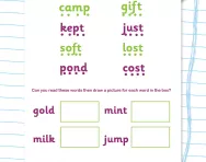Reading CVCC words worksheet