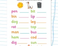 Recognising short vowels in CVC words worksheet
